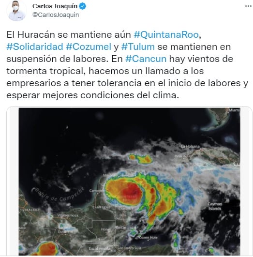 Grace se mantiene sobre Quintana Roo