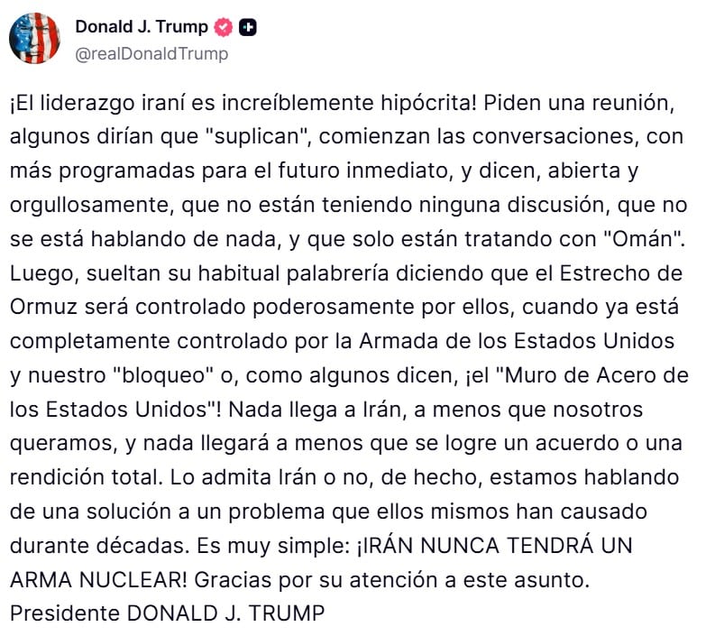 Trump endurece su postura contra Irán con un nuevo bloqueo naval