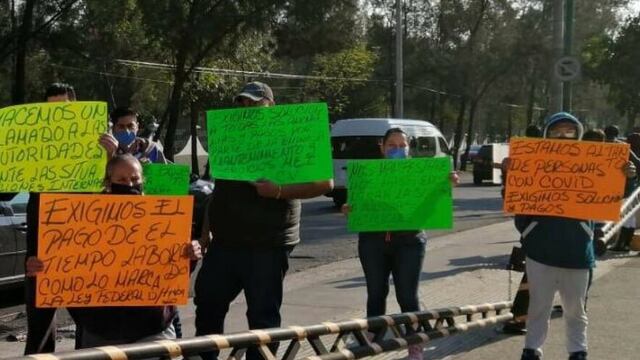 Protesta de camilleros y personal de limpieza