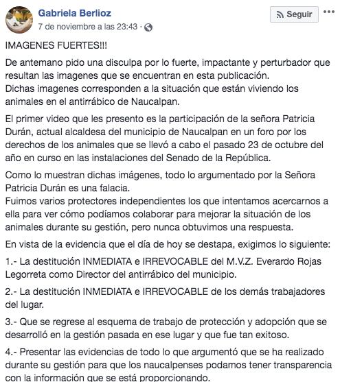 Denuncia de maltrato animal.