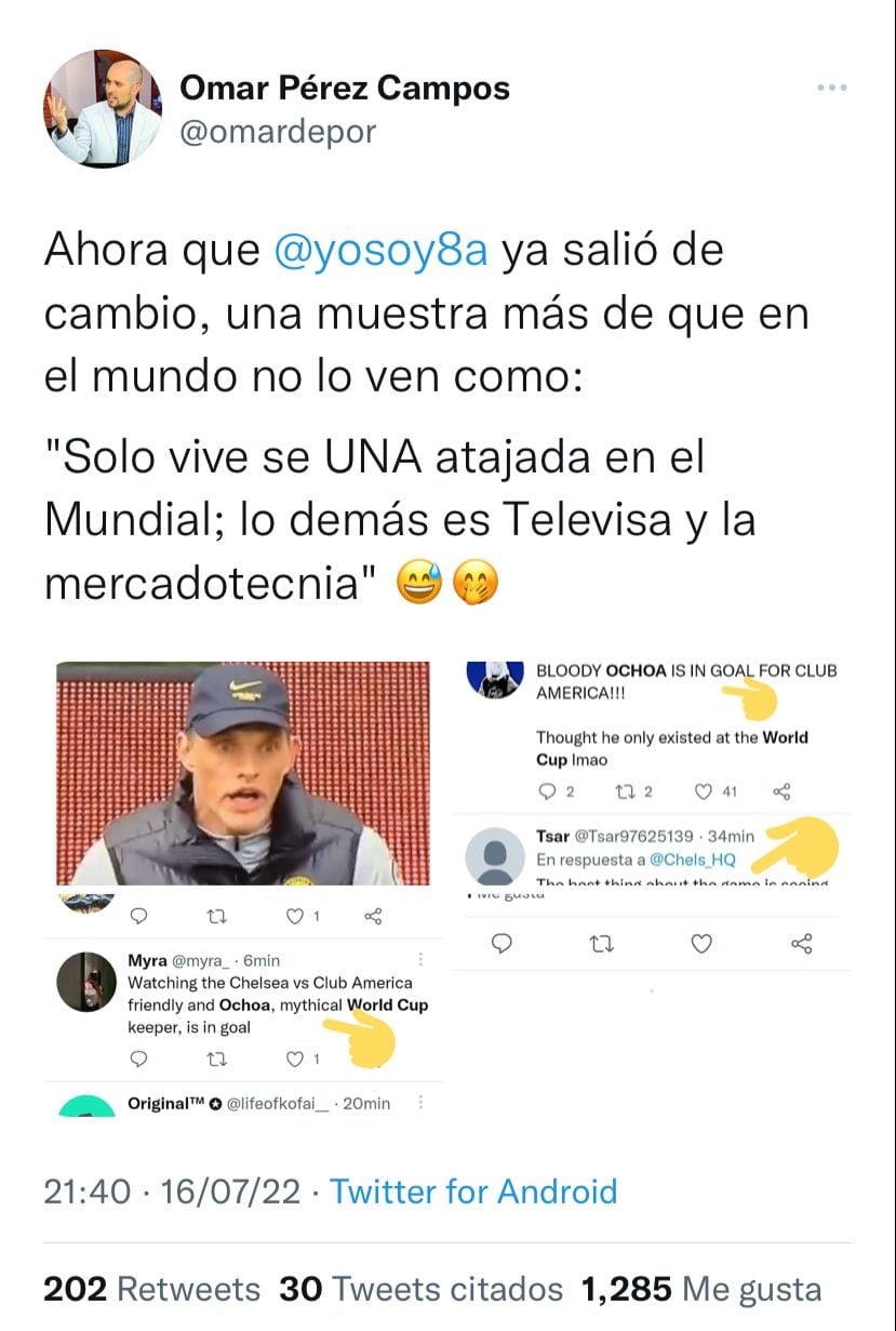 Los aficionados del Chelsea conocían del nivel de Ochoa.