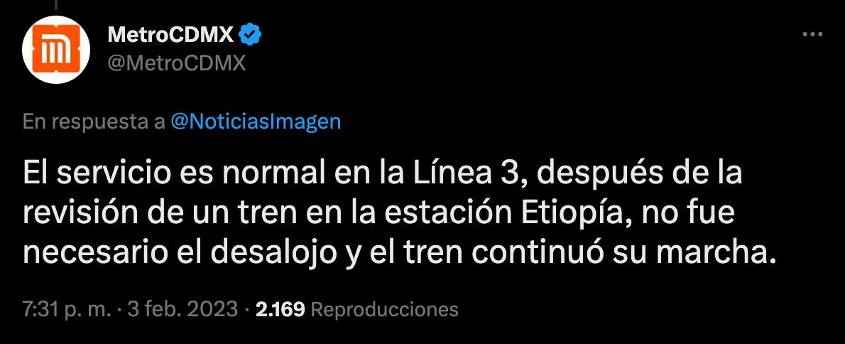 ¿Qué pasa en la Línea 3 del Metro? Reportan presencia de humo en la estación Etiopía y retrasos de hasta 40 minutos
