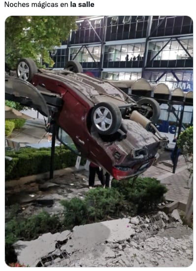 Memes de la caída del auto en La Salle