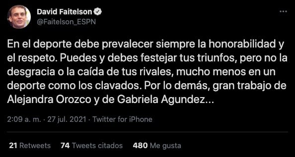 David Faitelson criticó a Alejandra Orozco y Gabriela Agúndez tras su medalla en Tokio