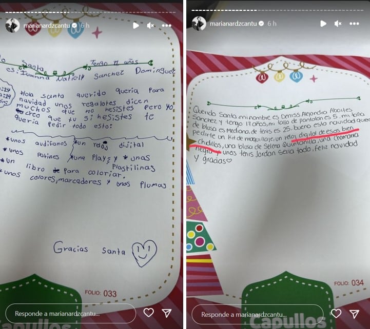 Cartas de los niños del DIF Capullos