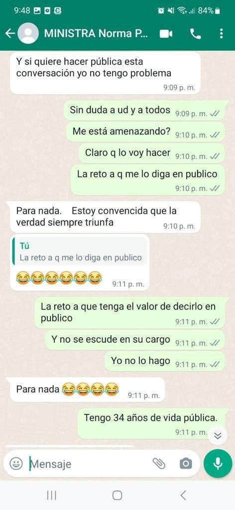 ALEJANDRO ARMENTA COMPARTIÓ CONVERSACIÓN CON NORMA PIÑA EN DONDE "INTENTÓ" AMENAZARLO