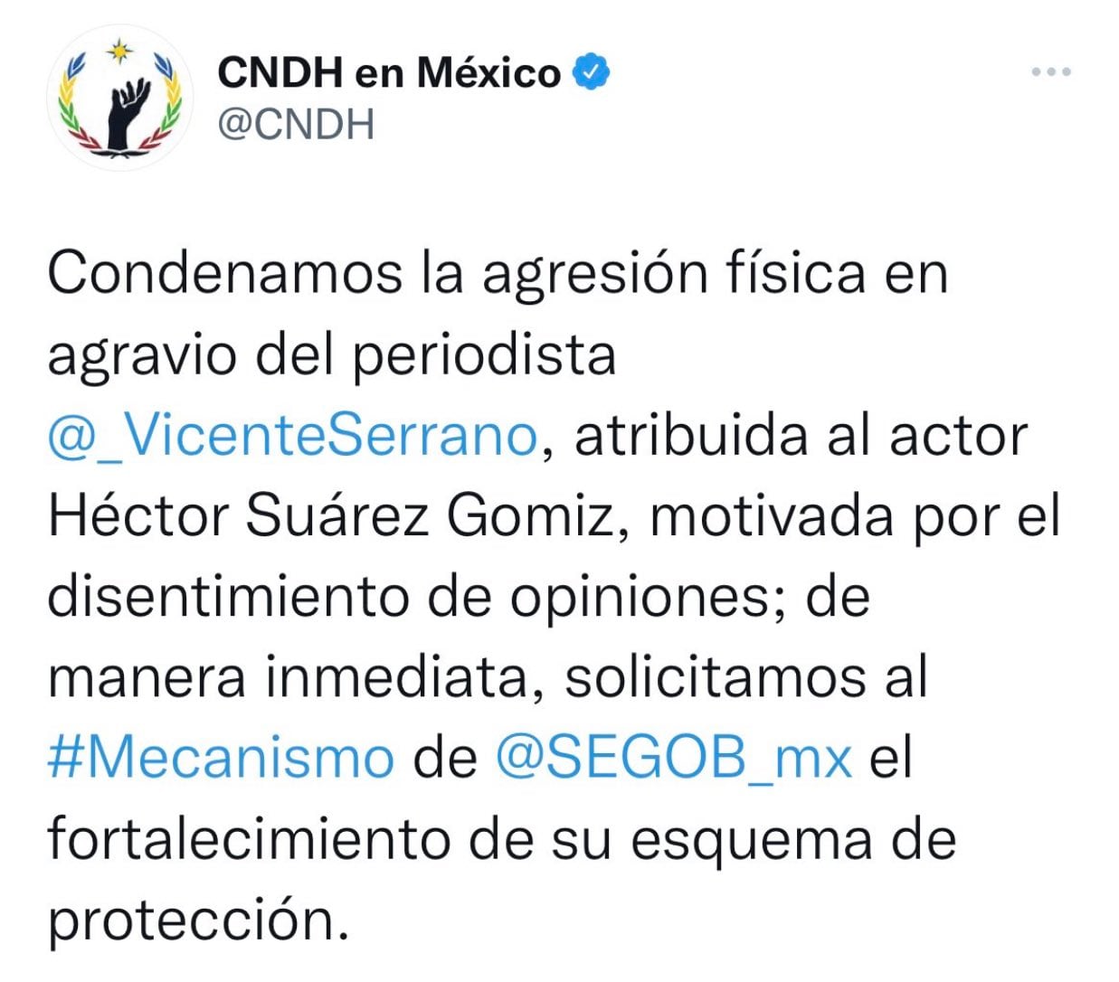 Tuit de la CNDH