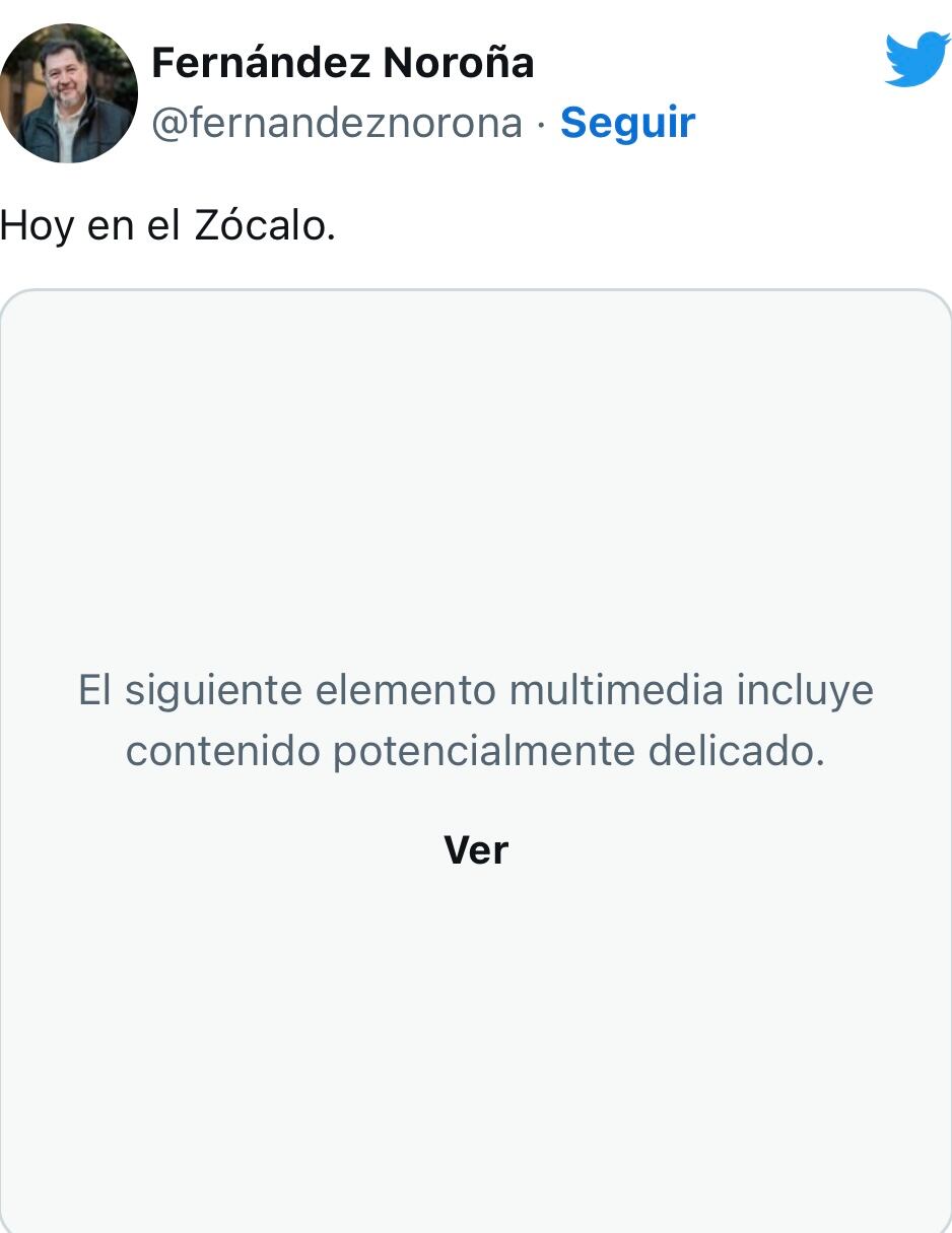 Segundo tuit con advertencia