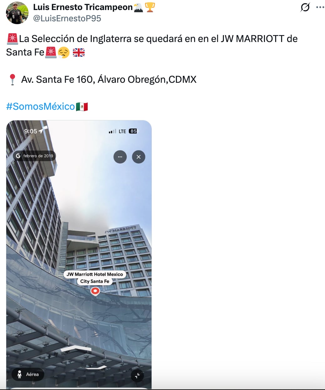 Revelan supuesto hotel de CDMX donde Inglaterra se hospedaría previo al México vs Inglaterra del Mundial 2026