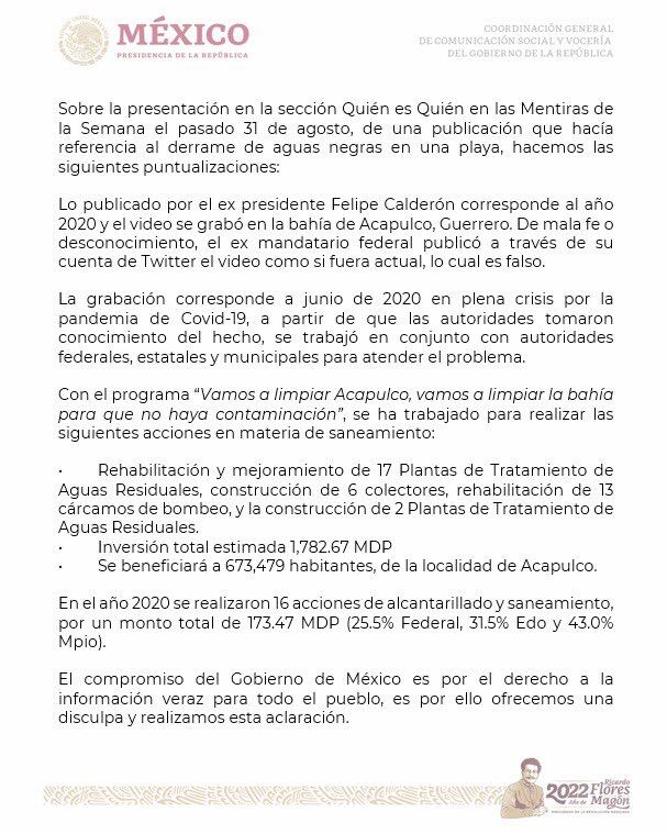 Gobierno de México ofrece disculpas por error de García Vilchis en la mañanera de AMLO/presidencia
