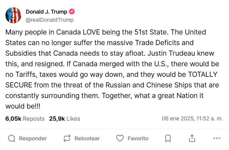 Donald Trump se burla de la renuncia de Justin Trudeau como primer ministro de Canadá
