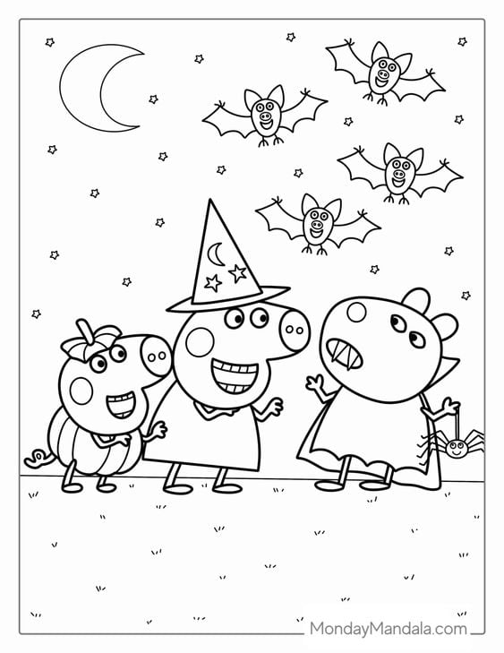 Dibujos de George el hermano de Peppa Pig en otoño