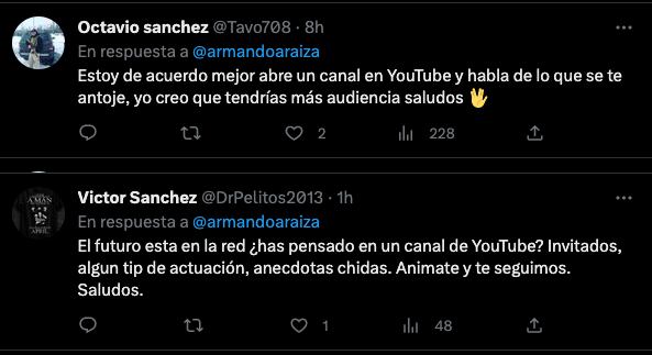 Fans de Armando Araiza le piden que abra su canal de YouTube