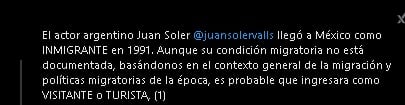 Usuario y Juan Soler debaten sobre la migración en México.