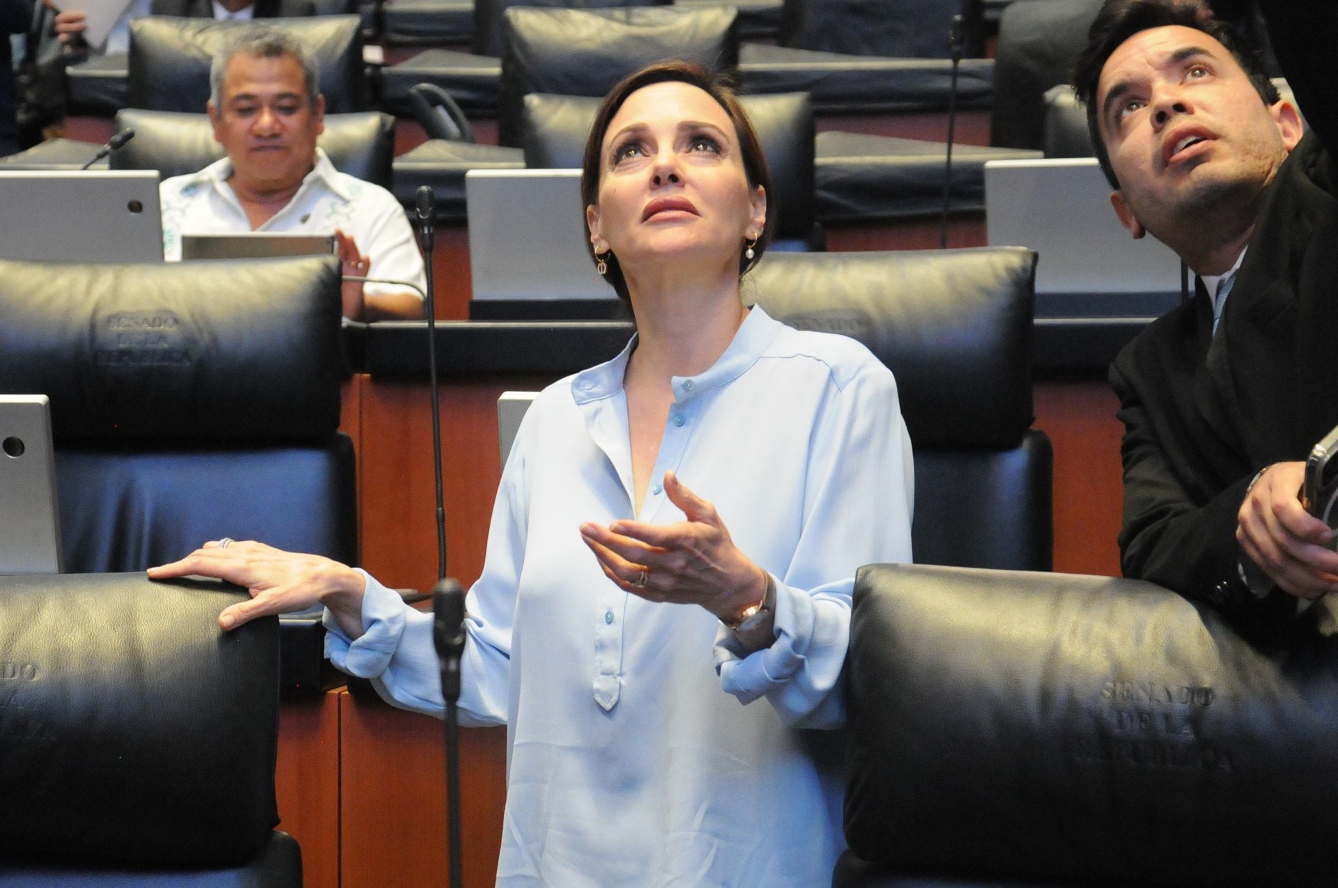Lilly Téllez, senadora del PAN, durante la sesión