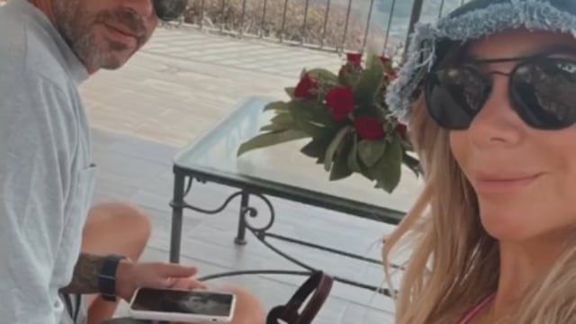 Fernando Gago y su esposa.