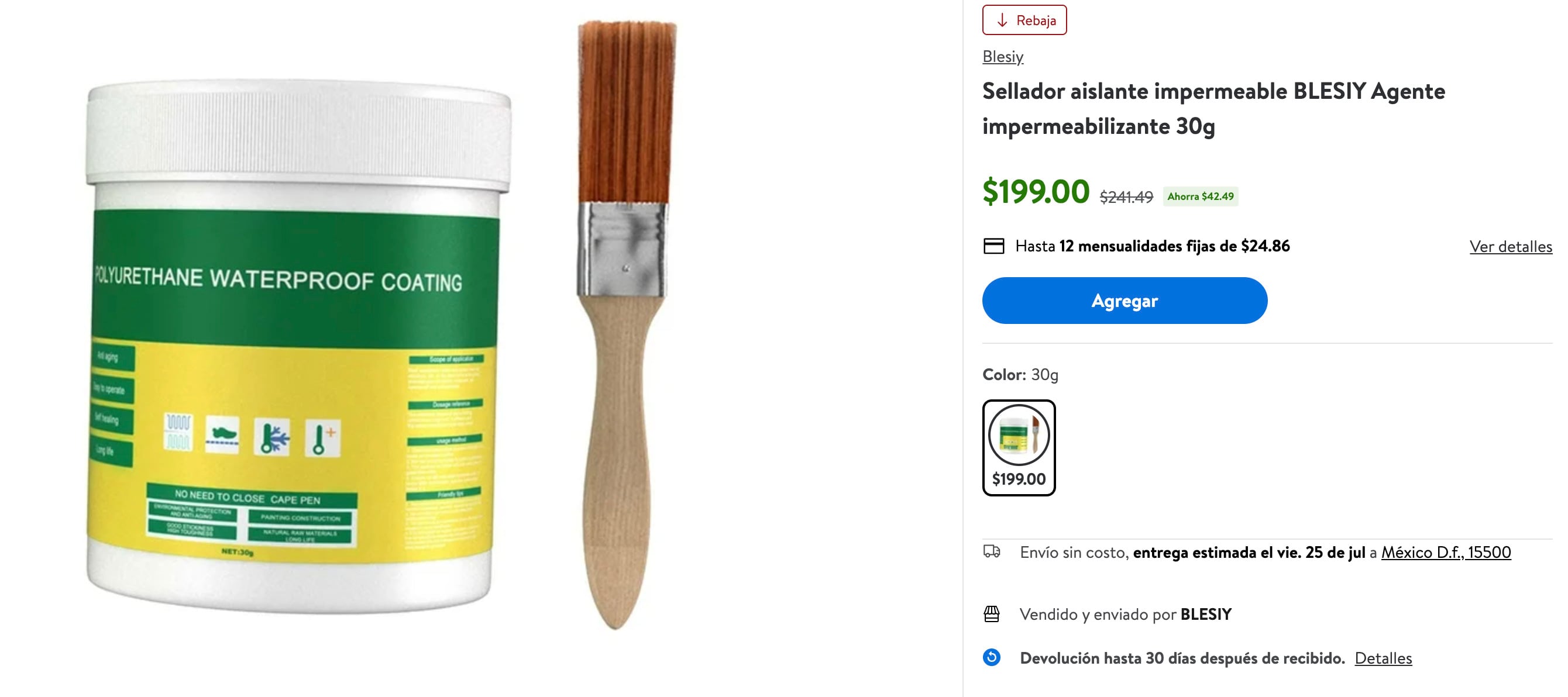Sellador impermeable de 200 pesos en Walmart