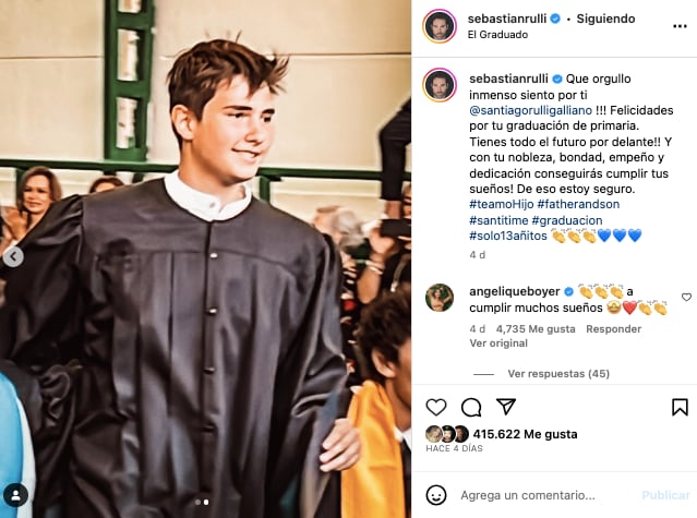 Hijo de Sebastián Rulli se gradua de la primaria
