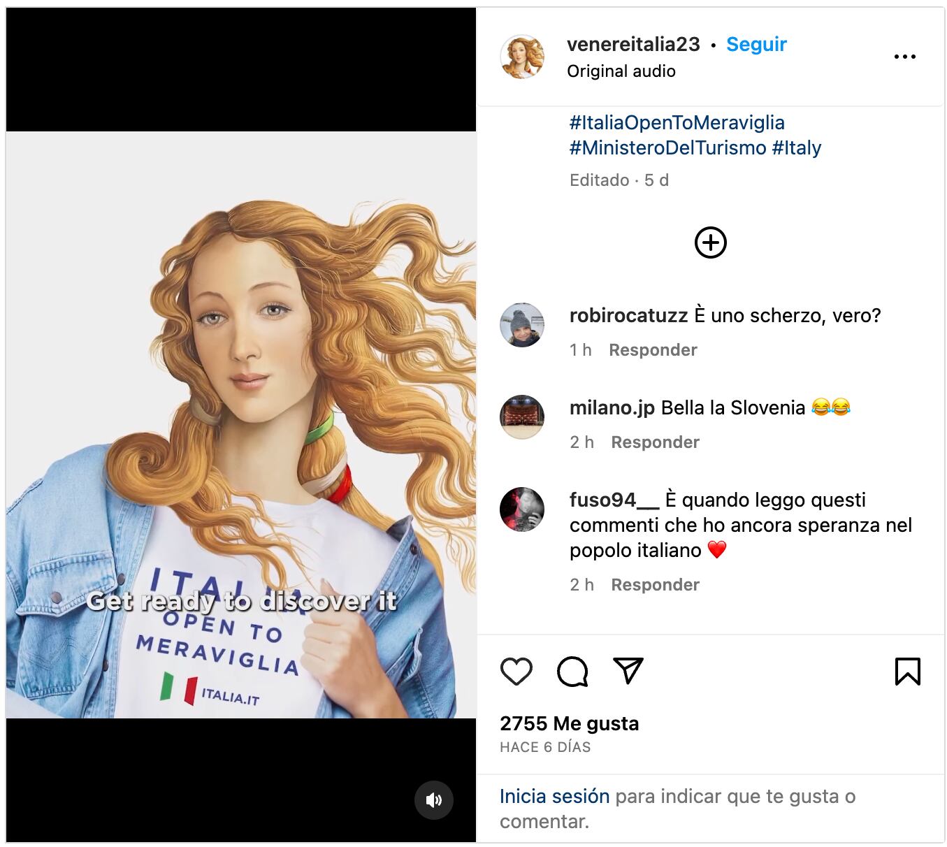 La figura principal de 'El nacimiento de Venus' de Botticelli no debutó bien como influencer.