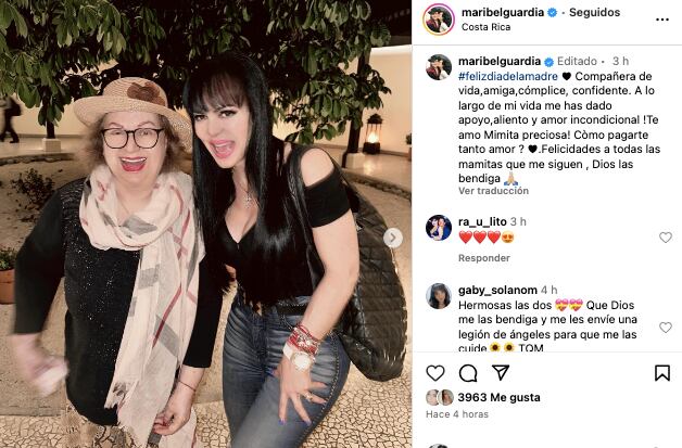 Maribel Guardia celebra a su mamá