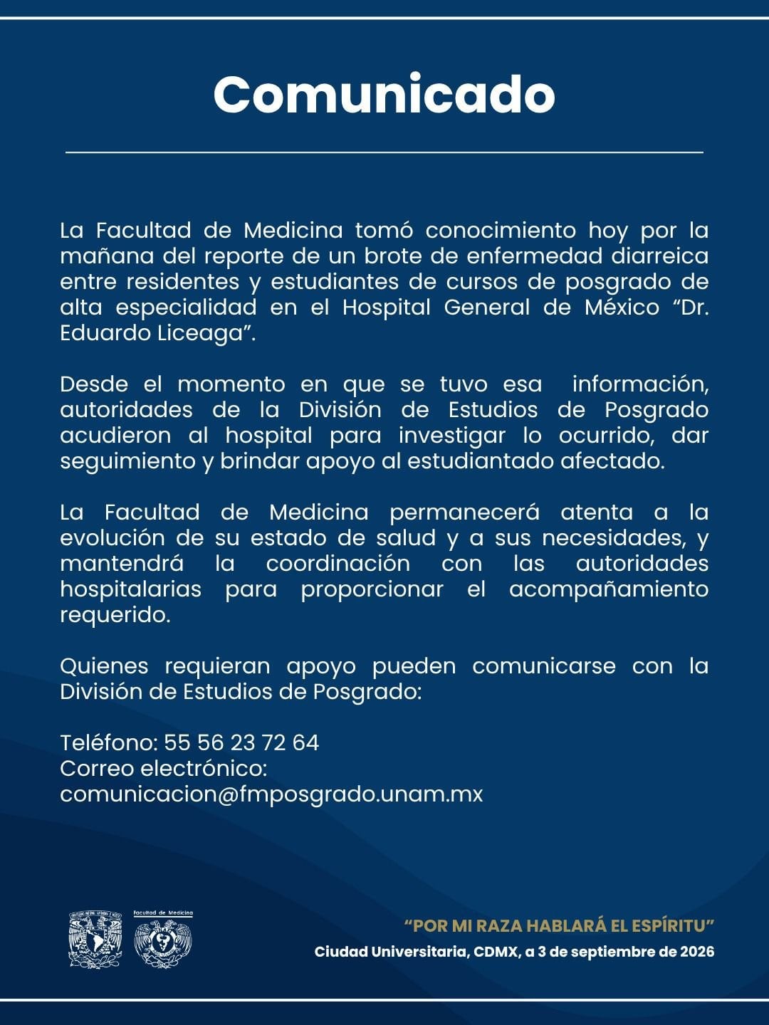 Brote de Salmonella en Hospital General de México: UNAM investiga y da apoyo a médicos afectados