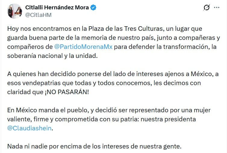 Citlalli Hernández afirma que van por mejores perfiles para 2027