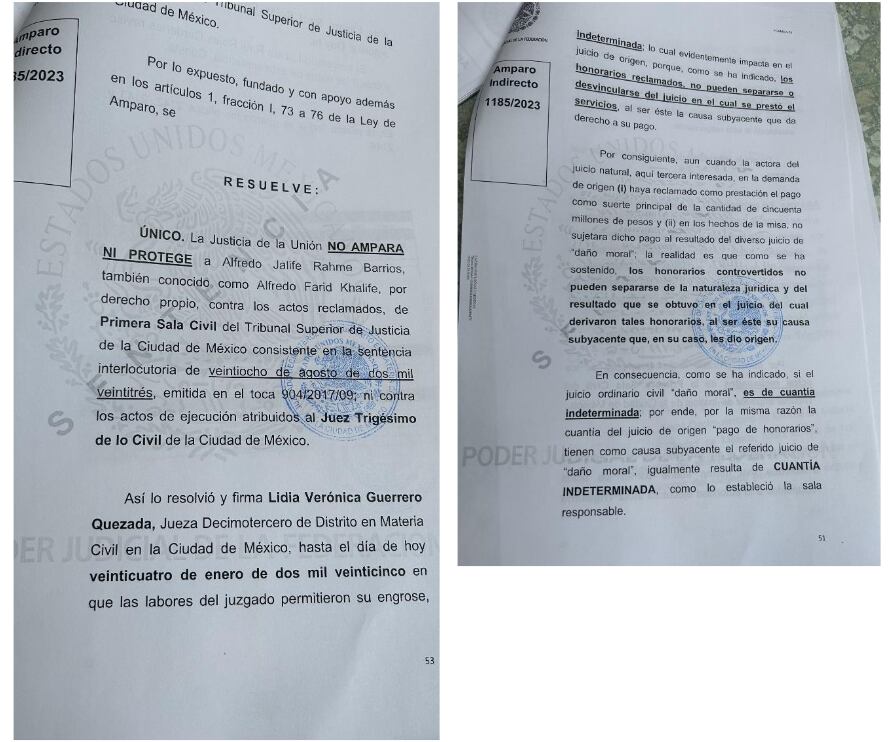 Negación de amparo a Alfredo Jalife ante presunta búsqueda de abuso legal