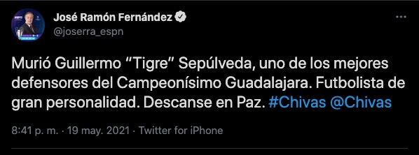 José Ramón Fernández reaccionó a la muerte del 'Tigre' Sepúlveda