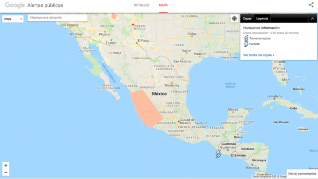 Google activó Alertas Públicas por huracán Willa