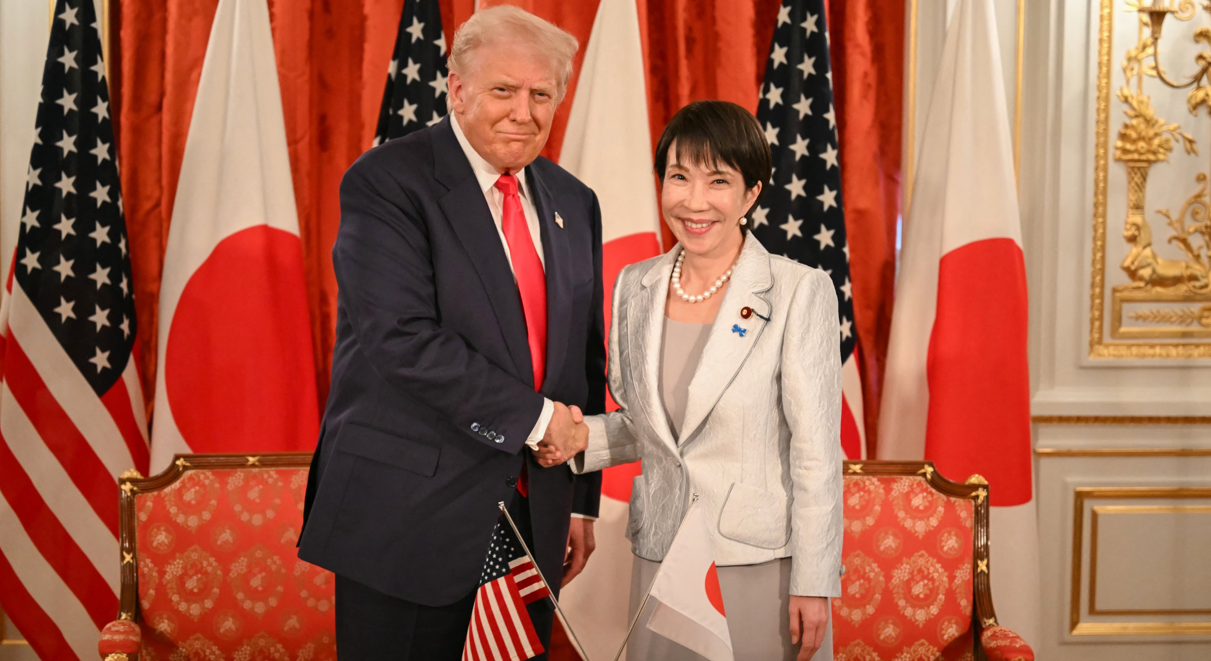 La primera ministra de Japón, Sanae Takaichi, y el presidente de Estados Unidos, Donald Trump