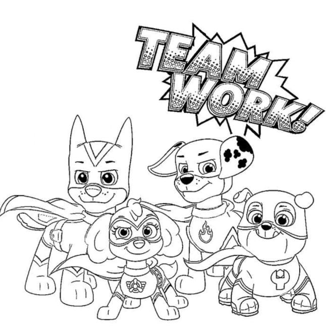 Mighty Pups de Paw Patrol trabajo en equipo