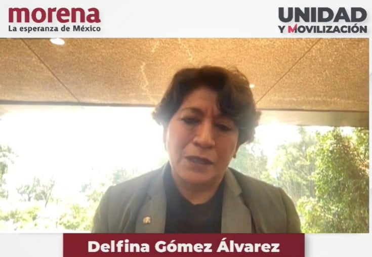 Delfina Gómez recibe la noticia de su candidatura en la chamba