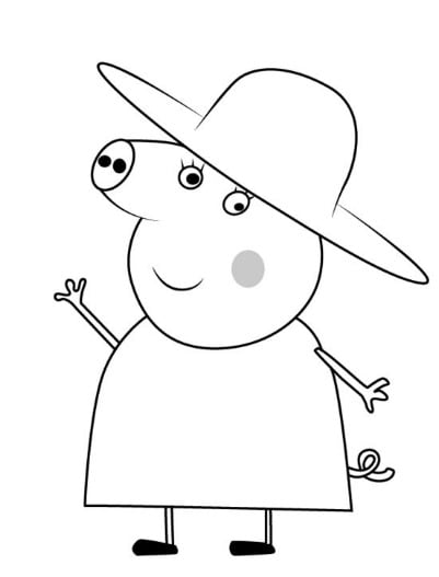 Abuela Cerdita de Peppa Pig para colorear