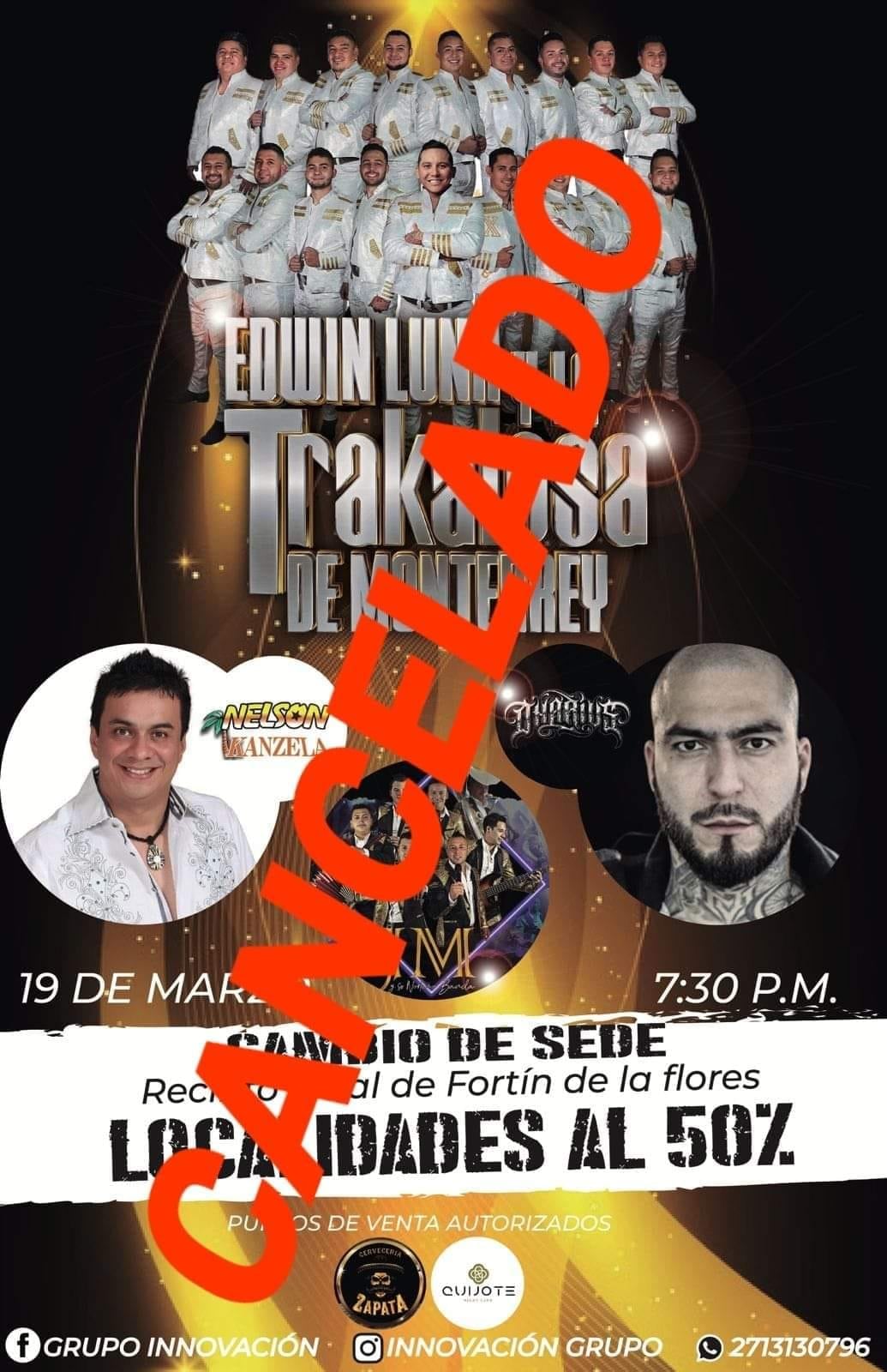 Cancelan concierto de Edwin Luna y La Trakalosa de Monterrey.