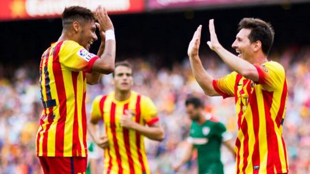 El F.C Barcelona venció 2-0 al Bilbao con una gran actuación del argentino y el brasileño, que pusieron el mejor futbol en una fiesta catalana.
