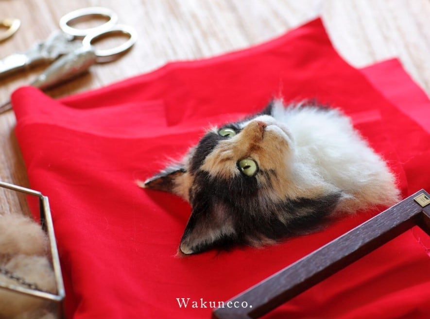 Retrato hiperrealista de gato con fieltro