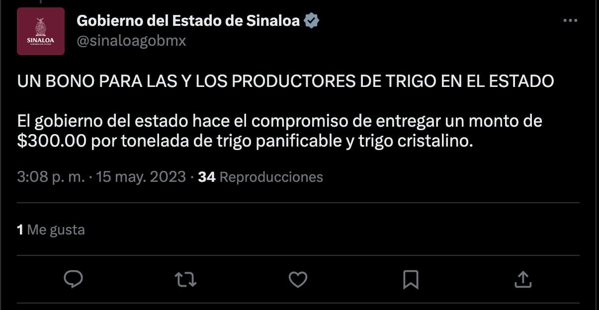 Rubén Rocha Moya reafirma su compromiso hacia productores de trigo en Sinaloa.