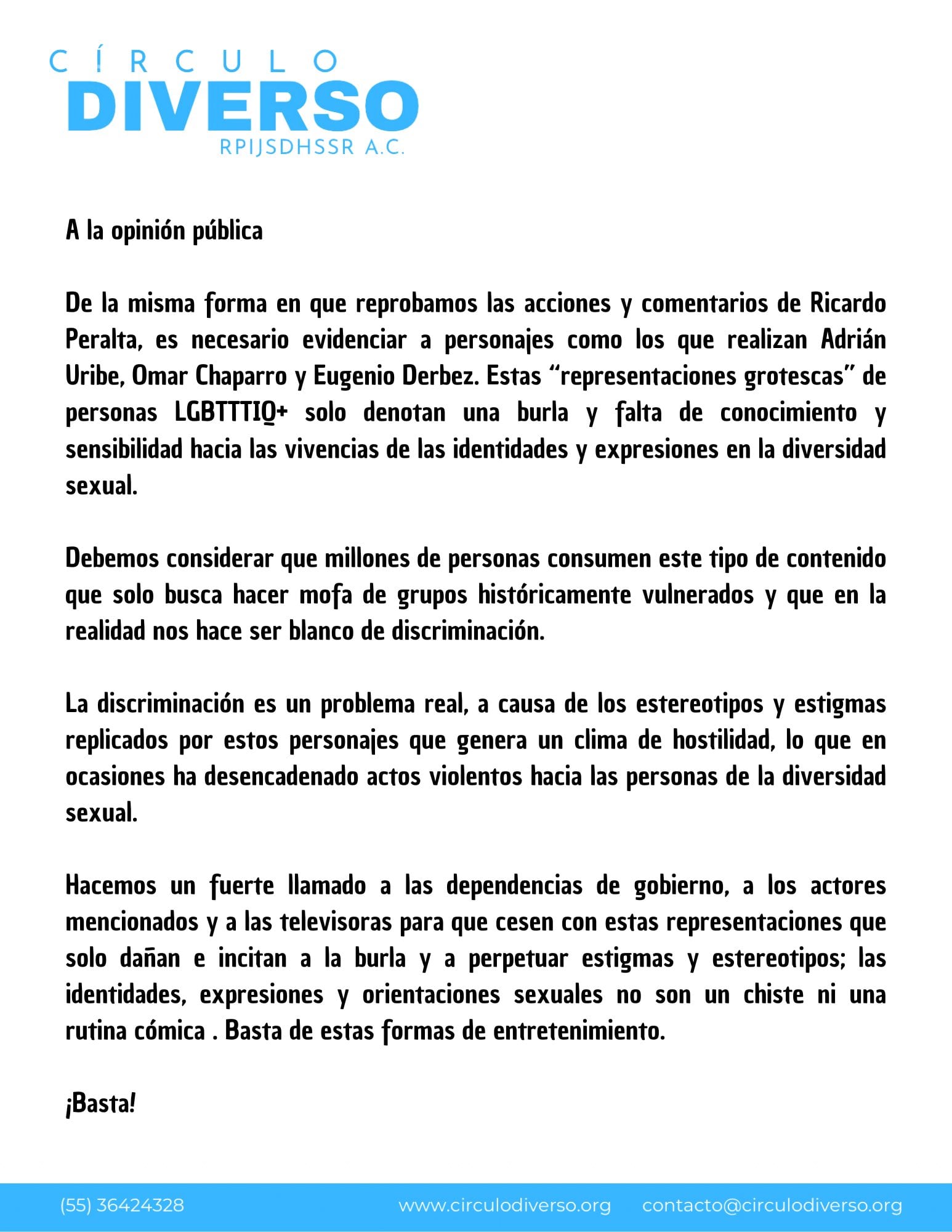 Círculo Diverso se pronuncia sobre personajes LGBT tras escándalo de La Casa de los Famosos México 2024.