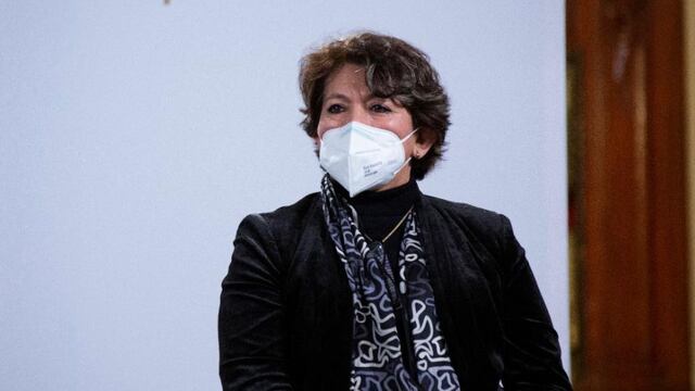 Delfina Gómez en la conferencia mañanera