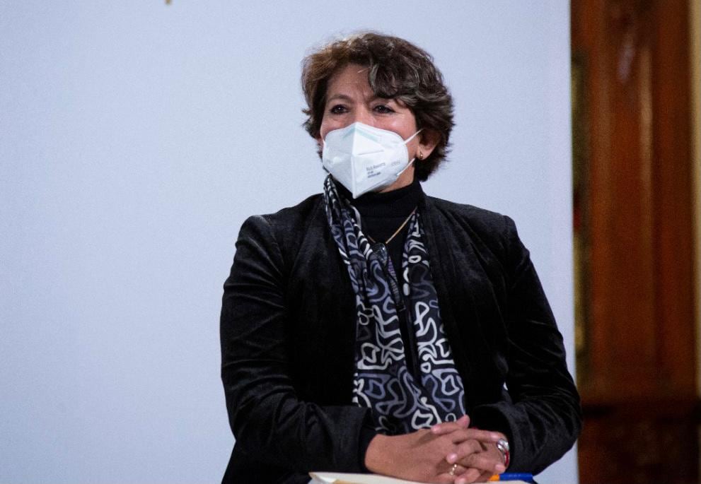 Delfina Gómez en la conferencia mañanera