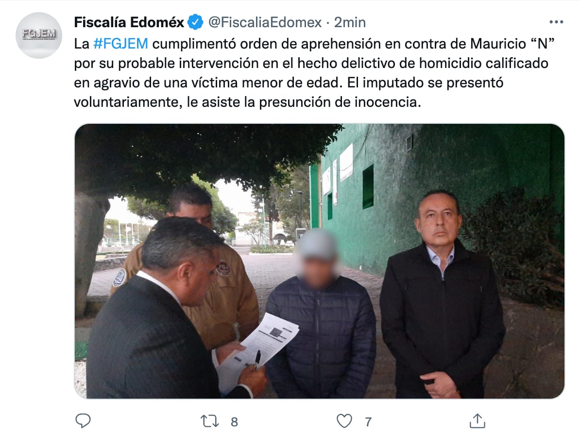 Tuit donde se informa de la detención del presunto asesino de Hugo Carbajal