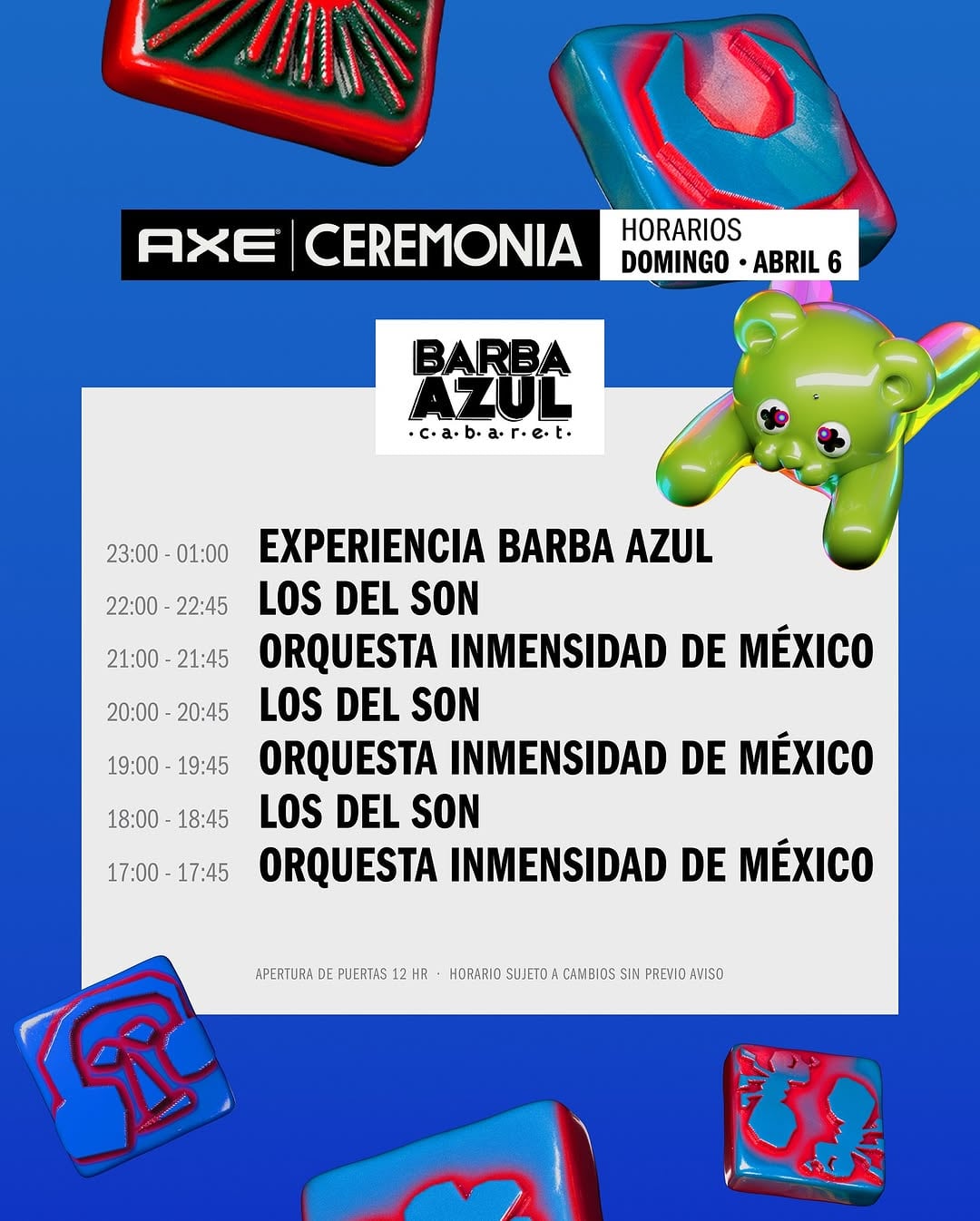 Axe Ceremonia 2025 Horarios por día y escenario