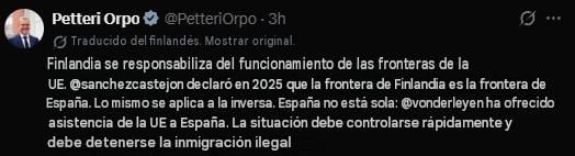 Petteri Orpo afirmó que "España no está sola" ante la crisis migratoria en Ceuta