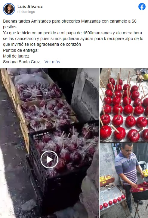Prepara 1500 manzanas con caramelo, le cancelan el pedido y las redes se las compran