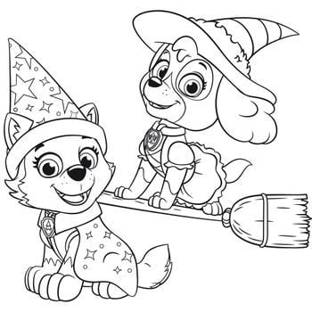Dibujos de Paw Patrol para colorear: Everest y Skye celebran Halloween