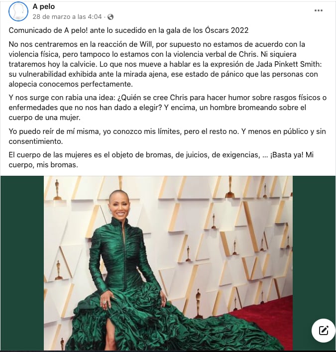 Comunicado asociación civil 'A Pelo' sobre Jada Pinkett Smith