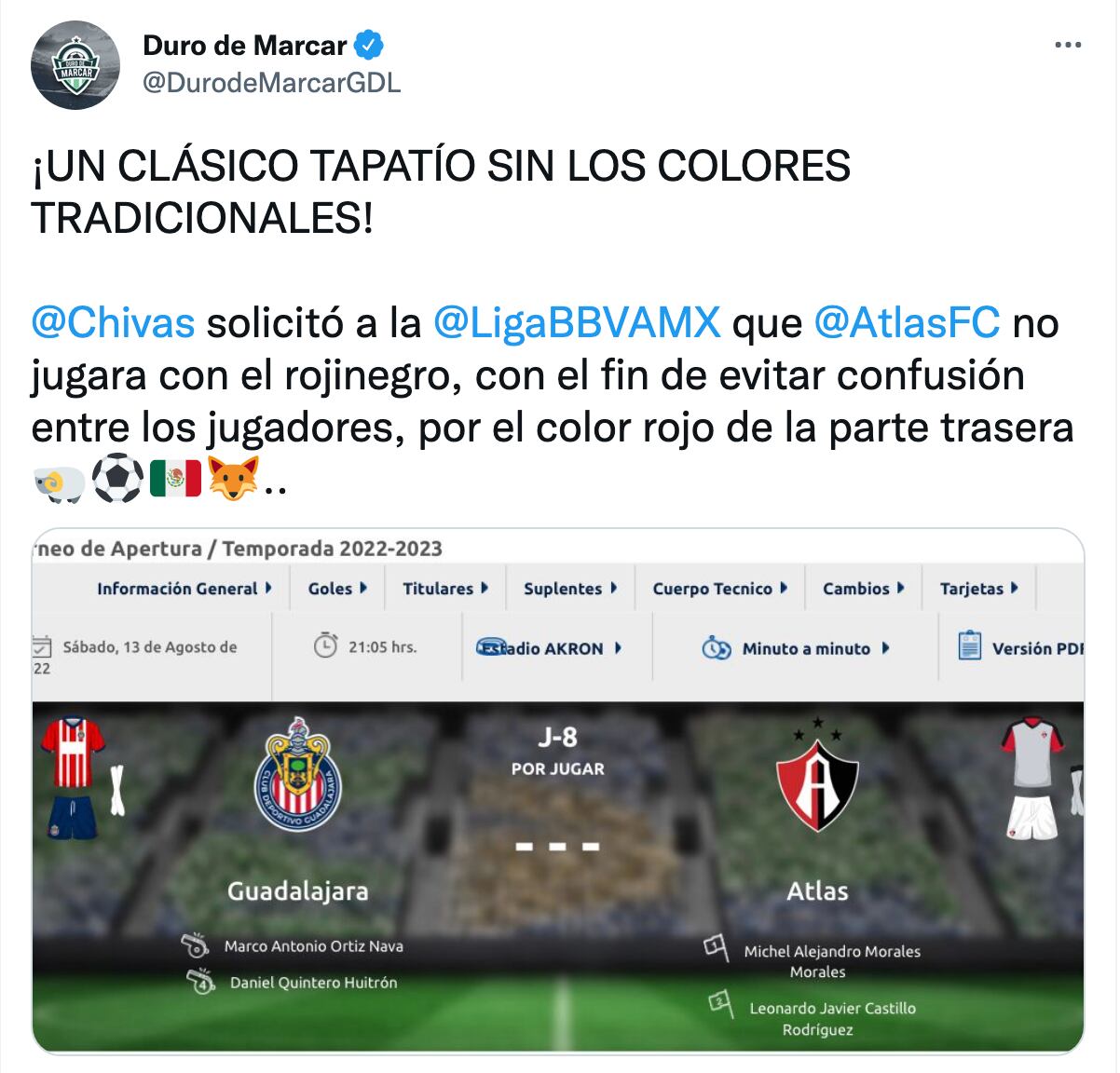 Los uniformes para el Clásico Tapatío entre Chivas y Atlas FC