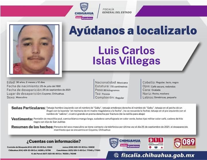 Ficha de búsqueda de Luis Carlos