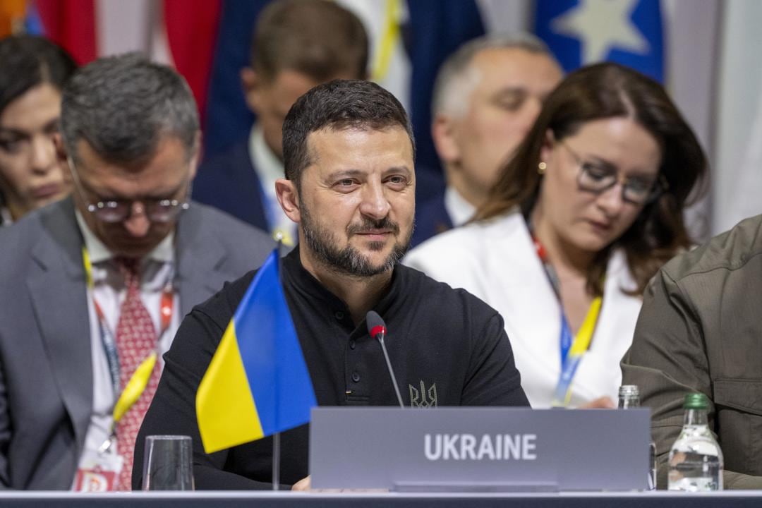 Volodímir Zelenski en Cumbre para la paz de Ucrania en Suiza