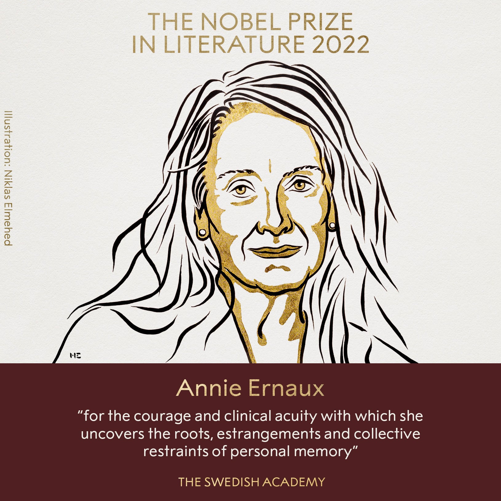 Annie Ernaux, ganadora del Premio Nobel 2022 de Literatura